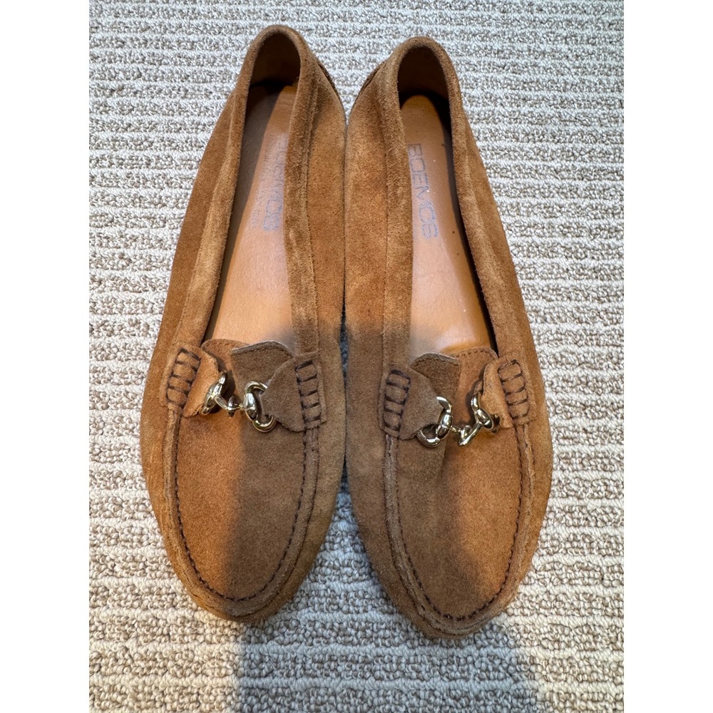 Boemos Mens Tan Suede Horsebit Driving Loafers Made in Italy Brown Size 40‎